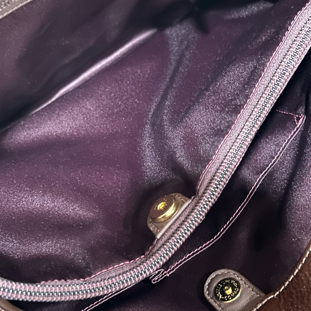 New Coach Ashley Scarf Print Purse F20113 Purple Brown Patent Leather Bag Y2K - Picture 10 of 15